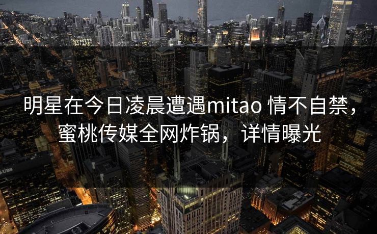 明星在今日凌晨遭遇mitao 情不自禁，蜜桃传媒全网炸锅，详情曝光