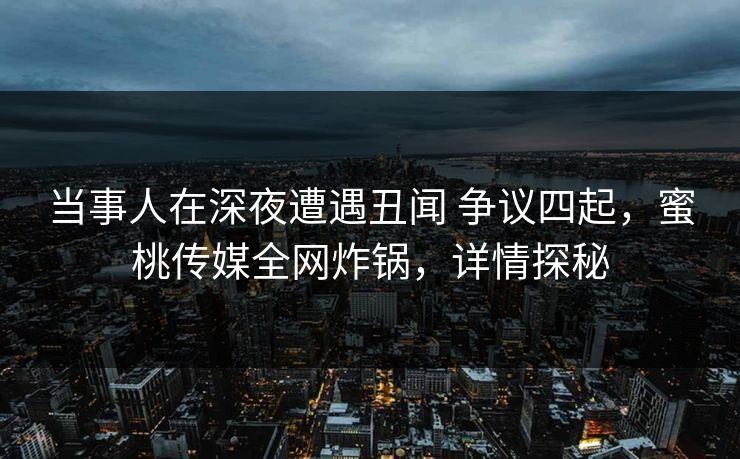当事人在深夜遭遇丑闻 争议四起，蜜桃传媒全网炸锅，详情探秘
