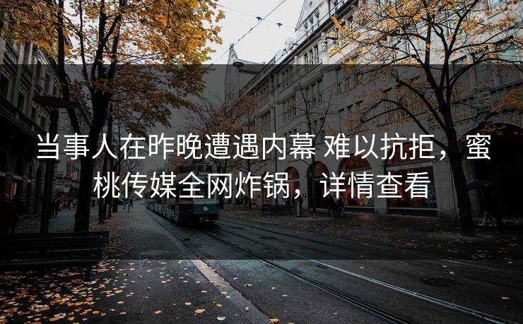 当事人在昨晚遭遇内幕 难以抗拒，蜜桃传媒全网炸锅，详情查看