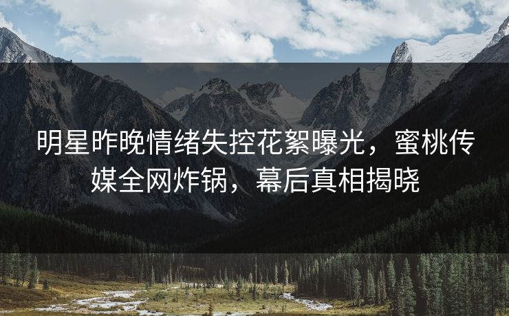 明星昨晚情绪失控花絮曝光，蜜桃传媒全网炸锅，幕后真相揭晓