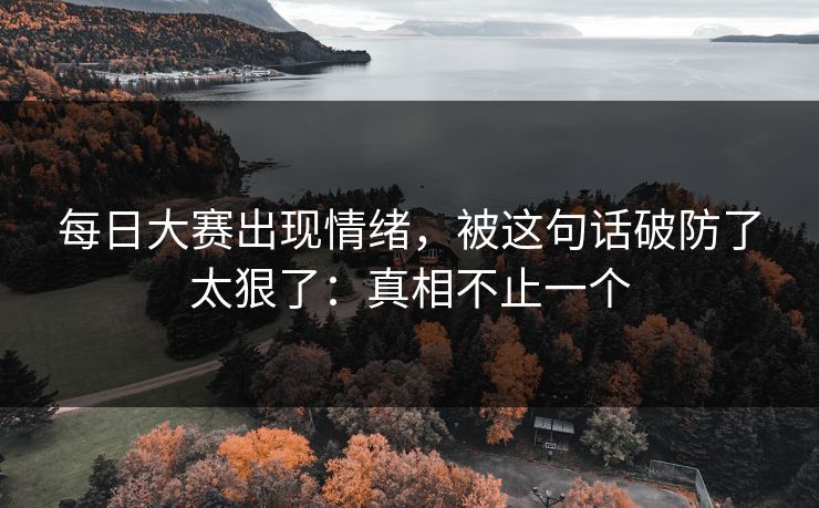 每日大赛出现情绪，被这句话破防了太狠了：真相不止一个